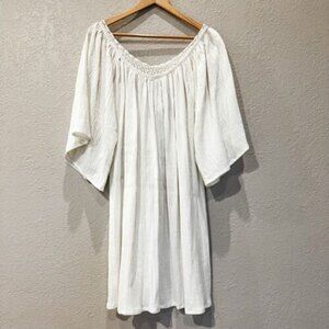 Antik Batik Long Usher Dress, Ivory Woven Crochet size XS Summer Flowy Boho